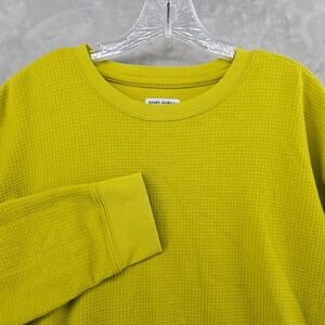 Banks Journal Waffle Knit Sweatshirt Mens Large Yellow Organic Cotton Thermal